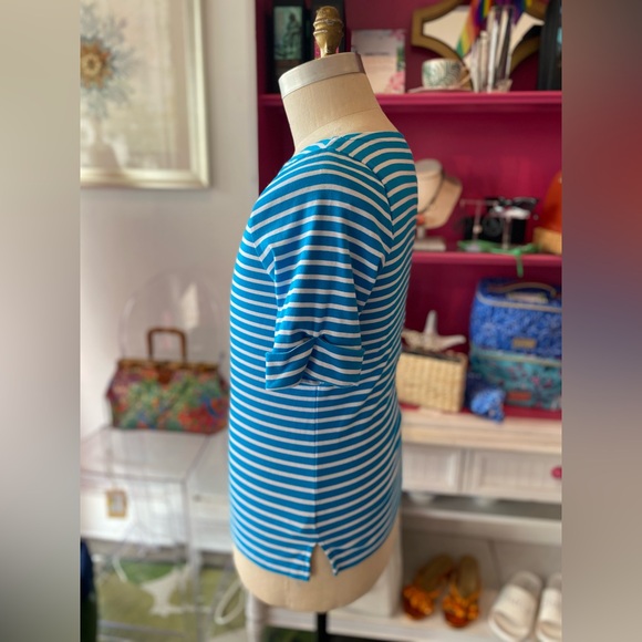 Lauren Ralph Lauren blue & white striped tee size XL - Picture 3 of 4